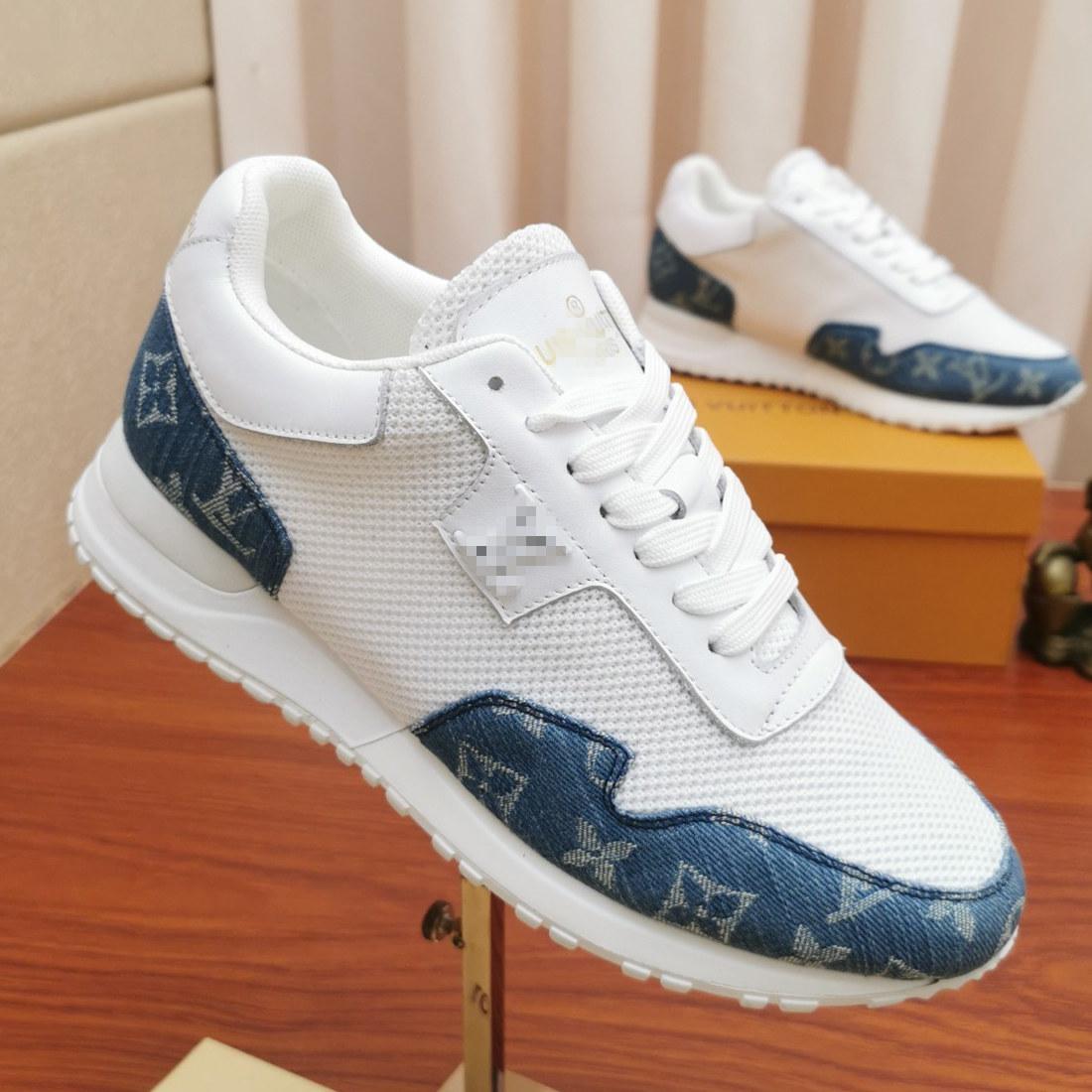 

high quality mens designer shoes Luis RUN AWAY sneakers Monogran denim and mesh black men SNEAKER size 38-44 Louis Triple Vitton