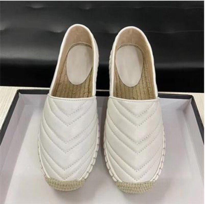 

Luxury Designer Leather Platform Espadrille Women Shoes Double Hardware Genuine Leather Slip-on Espadrille Sandal Soft Bottom Casual Shoes mkjtt001