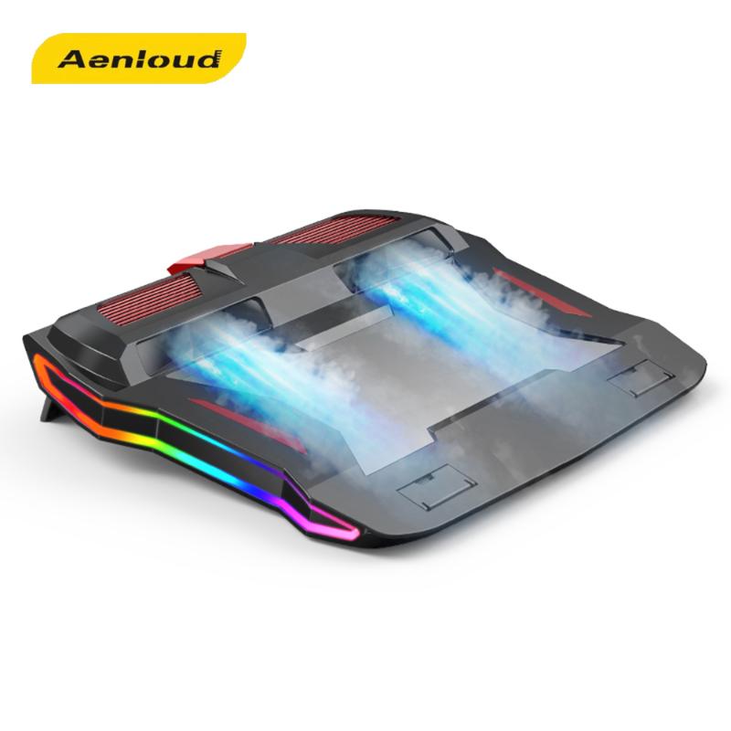 

Aenloud 2021 RGB Gaming Laptop Cooler Adjustable Notebook Stand Powerful Air Flow Cooling Pad For 12-17 Inch Pads