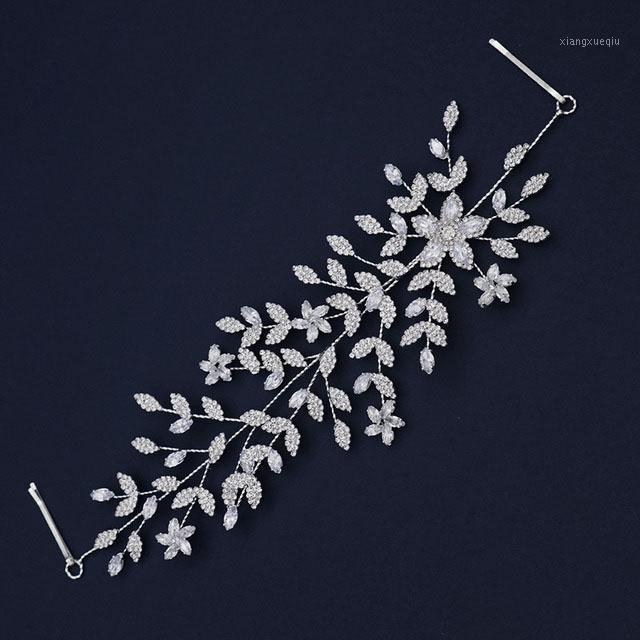 

Luxury Flexible Alloy Rhinestones Flower Cubic Zircon Bidal Hairband Wedding CZ Headband Hair Accessories Women Jewelry Clips & Barrettes, Golden;silver