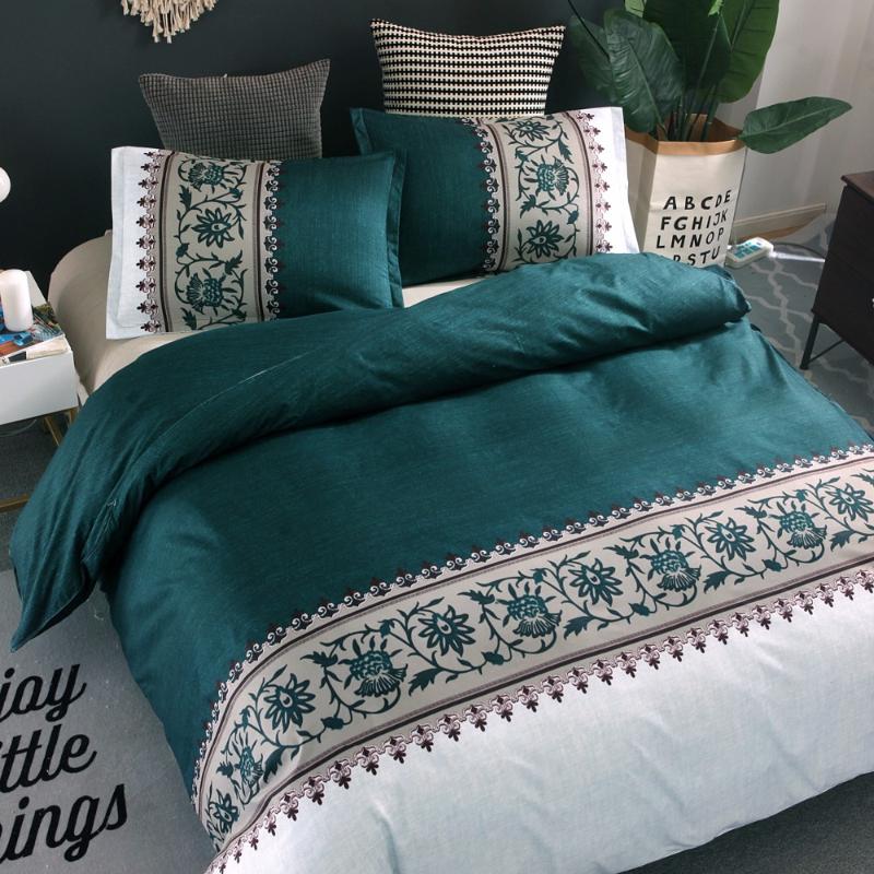 

Bedding Sets American Style Set Elegance Duvet Cover 2 Or 3pcs/set Green Bed Linens AU, EU Double 200*200 Bedclothes Pillowcase