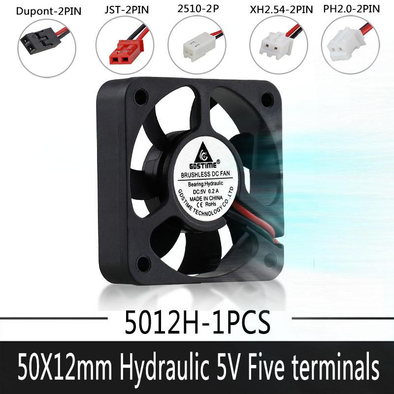 

Gdstime 5012 5V 5cm 50*50*12mm 50mm 2Pin JST Dupont Connector DC Brushless Computer Cooler Cooling Fan Hydraulic Bearing Fans & Coolings