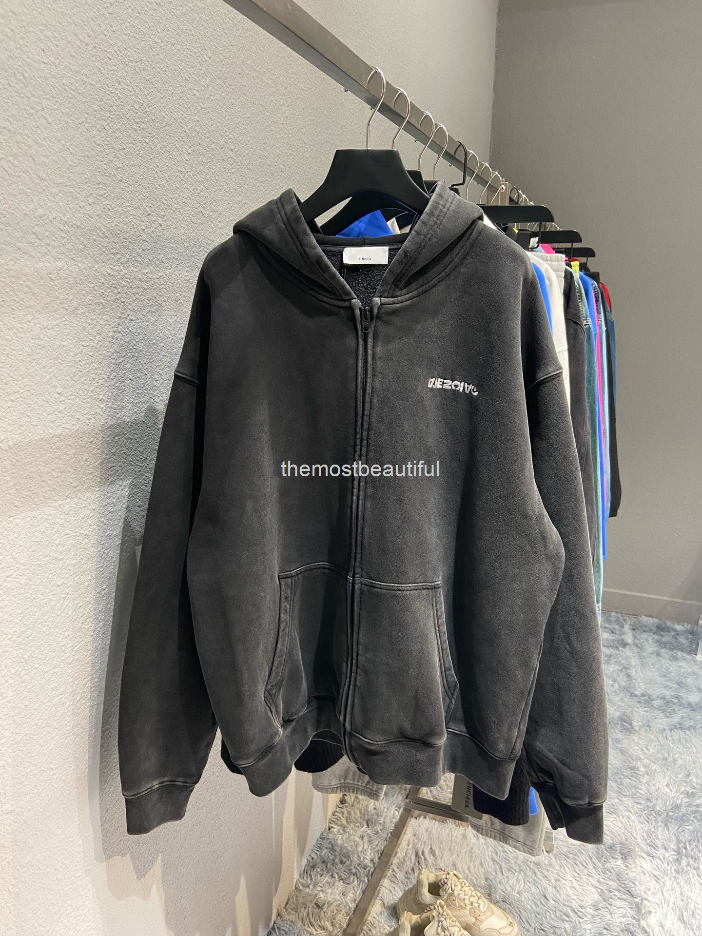 

Women's Hoodies & Sweatshirts Autumn and winter high version b family anti letter embroidery used washing water hooded cashmere cardigan for men women, 2# packing bag