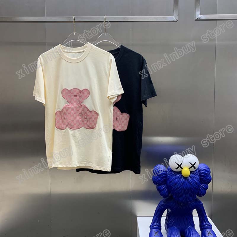 

21ss men printed t shirts designer paris Bear embroidery chest clothes short sleeve mens shirt tag white black 05