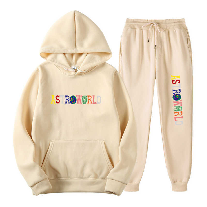 

TRAVIS SCOTT ASTROWORLD Hoodies Letters Print Sweatshirt+Sweatpant Men's 2Pcs Sets Tracksuit Hooded Sportswear Running Pants X0610, Pants pink