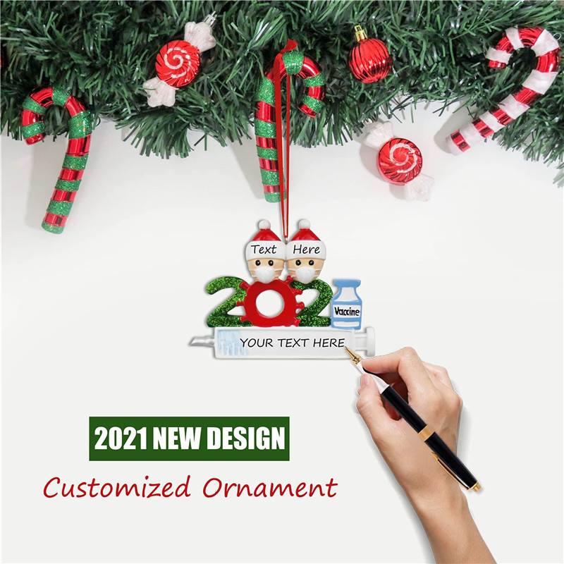 

2021 Christmas Decoration Quarantine Ornaments Family of 1-9 Heads DIY Tree Pendant Accessories with Rope  IN STOCK