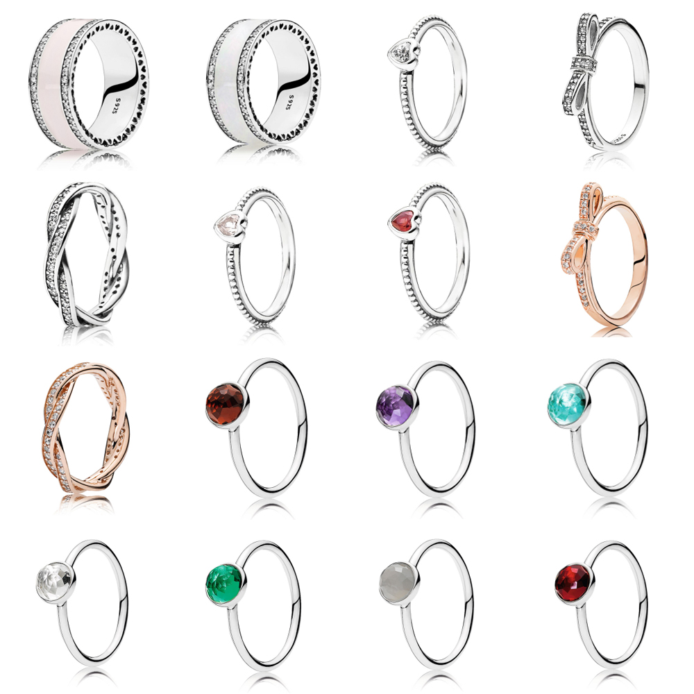 

NEW 2021 100% 925 Sterling Silver191024EN40 Pink Hearts of Band Ring and luxurious DIY Women Original Bracelet Fashion Jewelry Gift