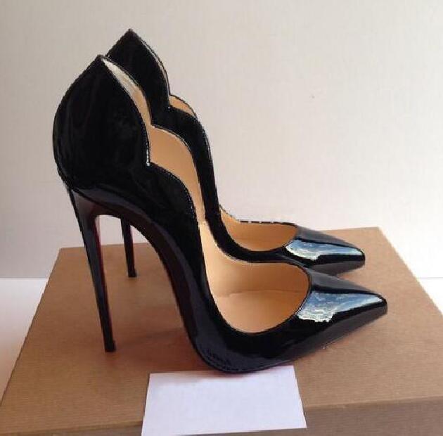 

Brand Women's Pumps Red Bottoms High Heel Pointed Toes Shoes 8cm 10cm 12cm Classics Black Lady Wedding Shoe Sexy Shallow Mouth Big Size 44