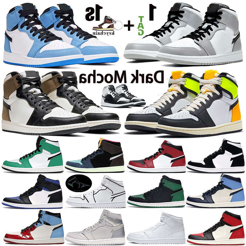 

1 1s High OG Dark Mocha Volt Gold Mens Basketball Shoes Mid White Shadow Obsidian UNC Chicago Light Smoke Grey women trainers Sneakers
