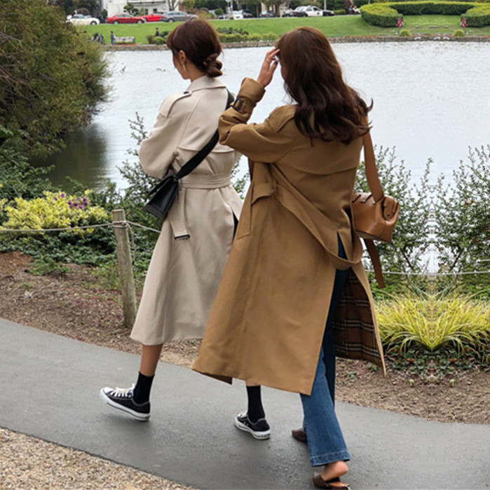 

Women's Trench Coats trench coat Korean style oversized with lady belt long office double-breasted jacket Autumn mantle jk242 AZP3, 1# shoe box