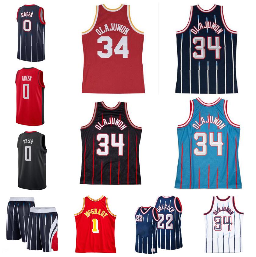 

Basketball Jersey Hakeem Olajuwon Jalen Green 1 McGrady 22 Drexler Mitchell&Ness 93-94 96-97 04-05 Hardwoods Classics retro Jerseys Men Youth S-XXL, With logo