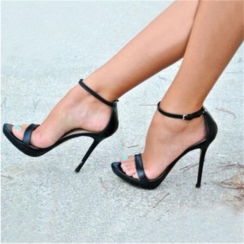 

sandals summer black finger tag a buckle of belt stiletto heel strip in ankle high boat sandals shoes qeqa