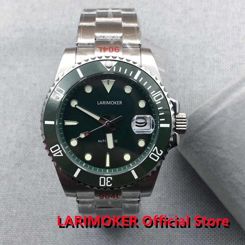 

Wristwatches LARIMOKER Green Dial Stainless Steel Men's Mechanic Watches Sapphire Glass Using NH35 / NH36 Mechanical Movement, Logo