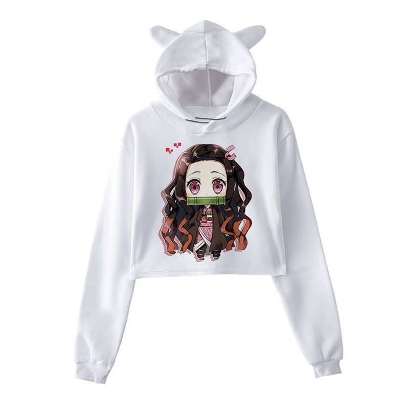 

Kawaii Japanese Anime Demon Slayer Hoodies Female Harajuku Cartoon Kimetsu No Yaiba printing Hoodie Korean Sweatshirts Women 211229, Solid color
