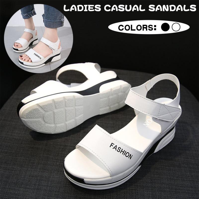 

Sandals Women's Summer Hook&Loop Wedges Open Toe Breathable Shoes Comfort Beach Plus Size Bohemia, Black