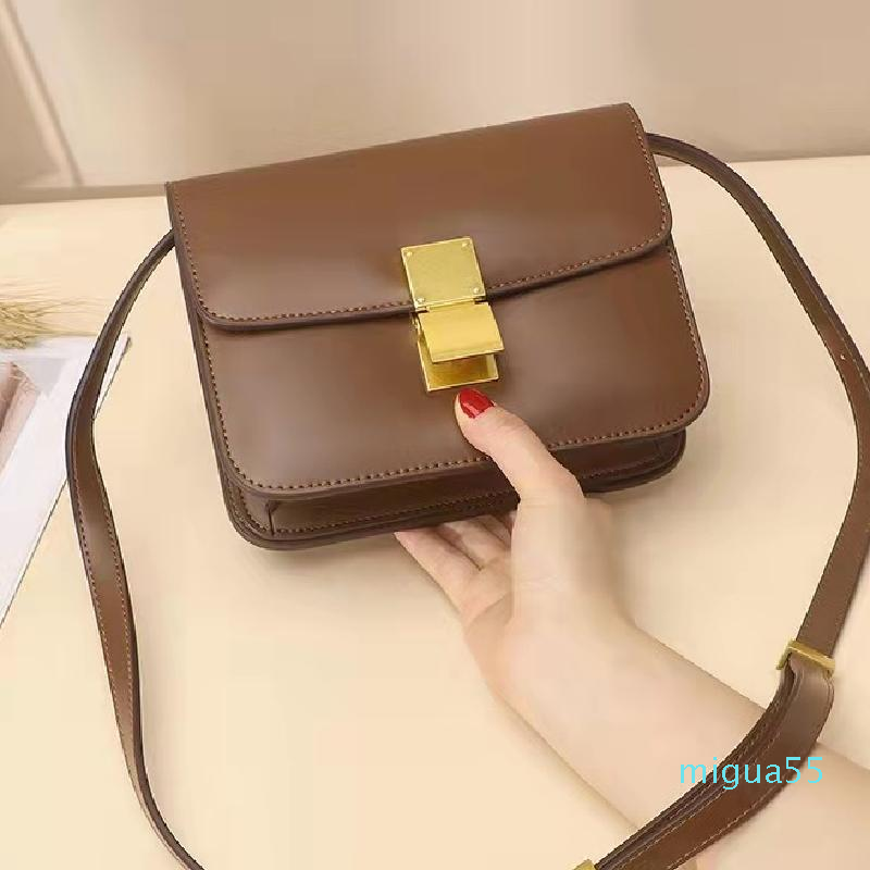 

Cross Body Factory Leather Handbag Luxury Design Wallet Brand Fashion Stewardess Slant Tofu Bag Women's Commuter, Black