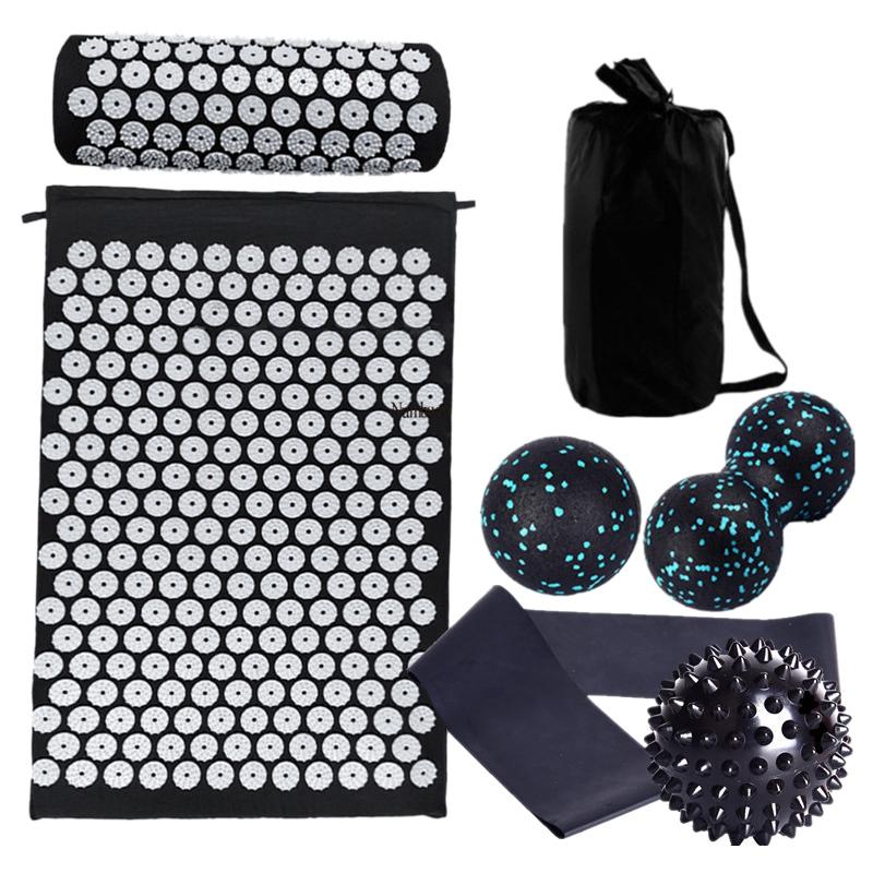 

Acupressure Mager Mat Set Back Body Foot Cushion Mage Pad Relieve Stress Pain Yoga Spike With Pillow Cloth Bag Resistance Bands