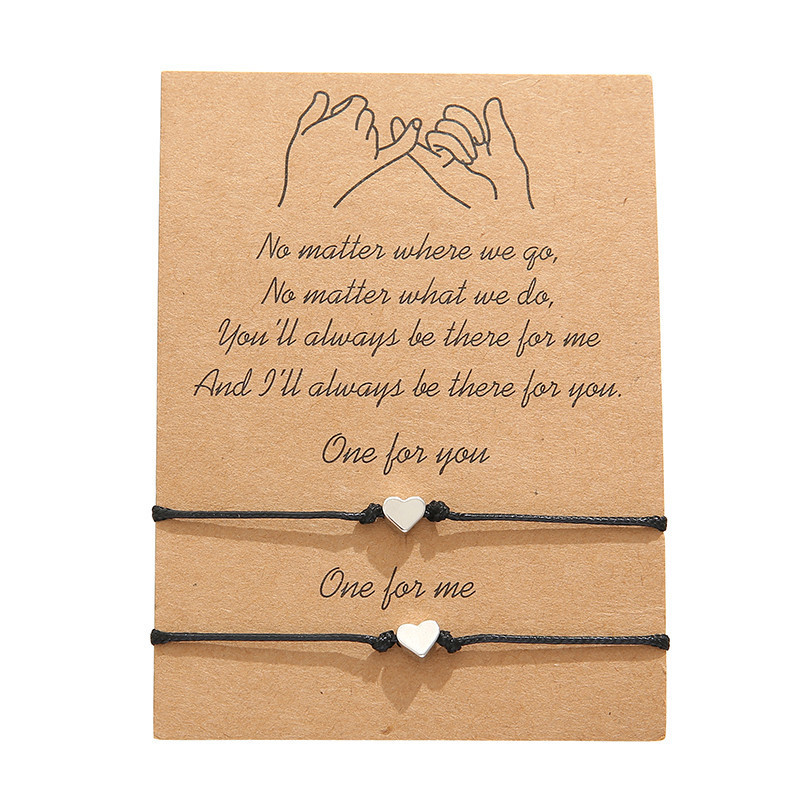 

Creative Love Bracelet Simple Heart-shaped Wax Woven Blessing Card Couple Bracelet