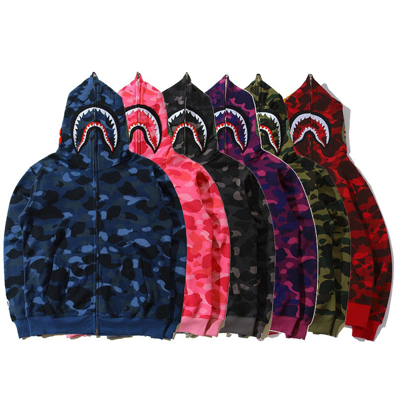 

Shark Hoodies Camouflage designer mens fashion Top quality Novelty Clothing streetwear Hot long zipper Sweatshirts young colorful Gradient perfect animal print