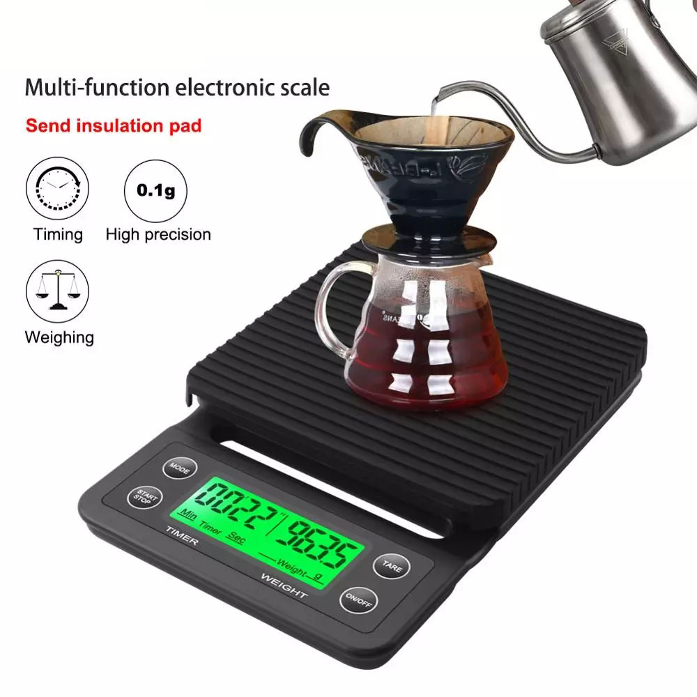 

3kg/0.1g 5kg/0.1g Drip Coffee Scale With Timer Portable Electronic Digital Kitchen Scale High Precision LCD Electronic Scales
