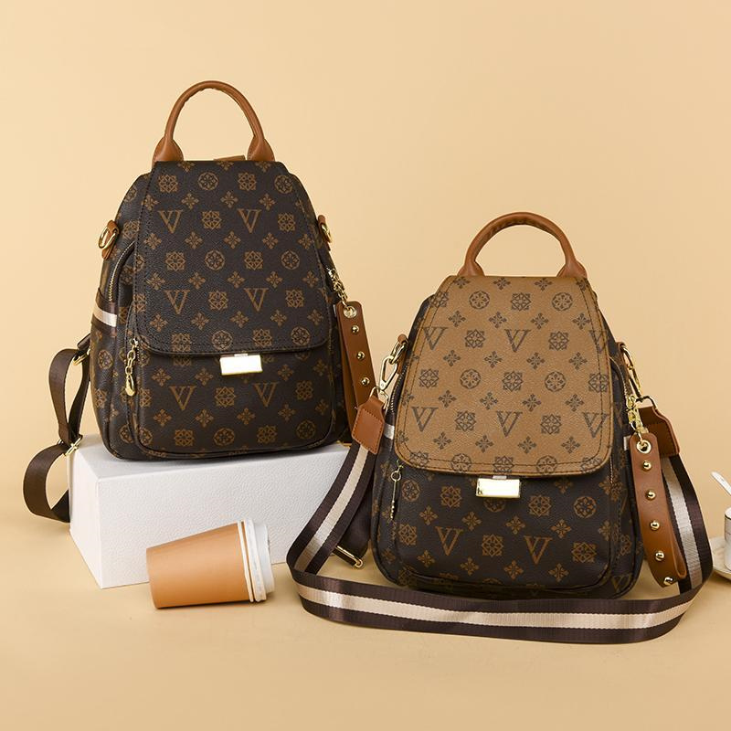 

Evening Bags Women Backpack 2022 Luxury Travel Large PU Leather Handbag Schoolbag For Girls Bag Female Fashion Shoulder, Brown