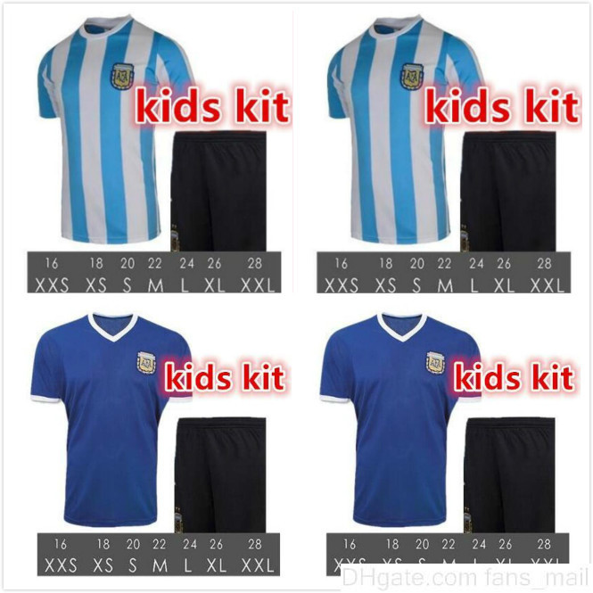 

Maradona 1986 Argentina retro Soccer jersey kids kit home CANIGGIA football shirt