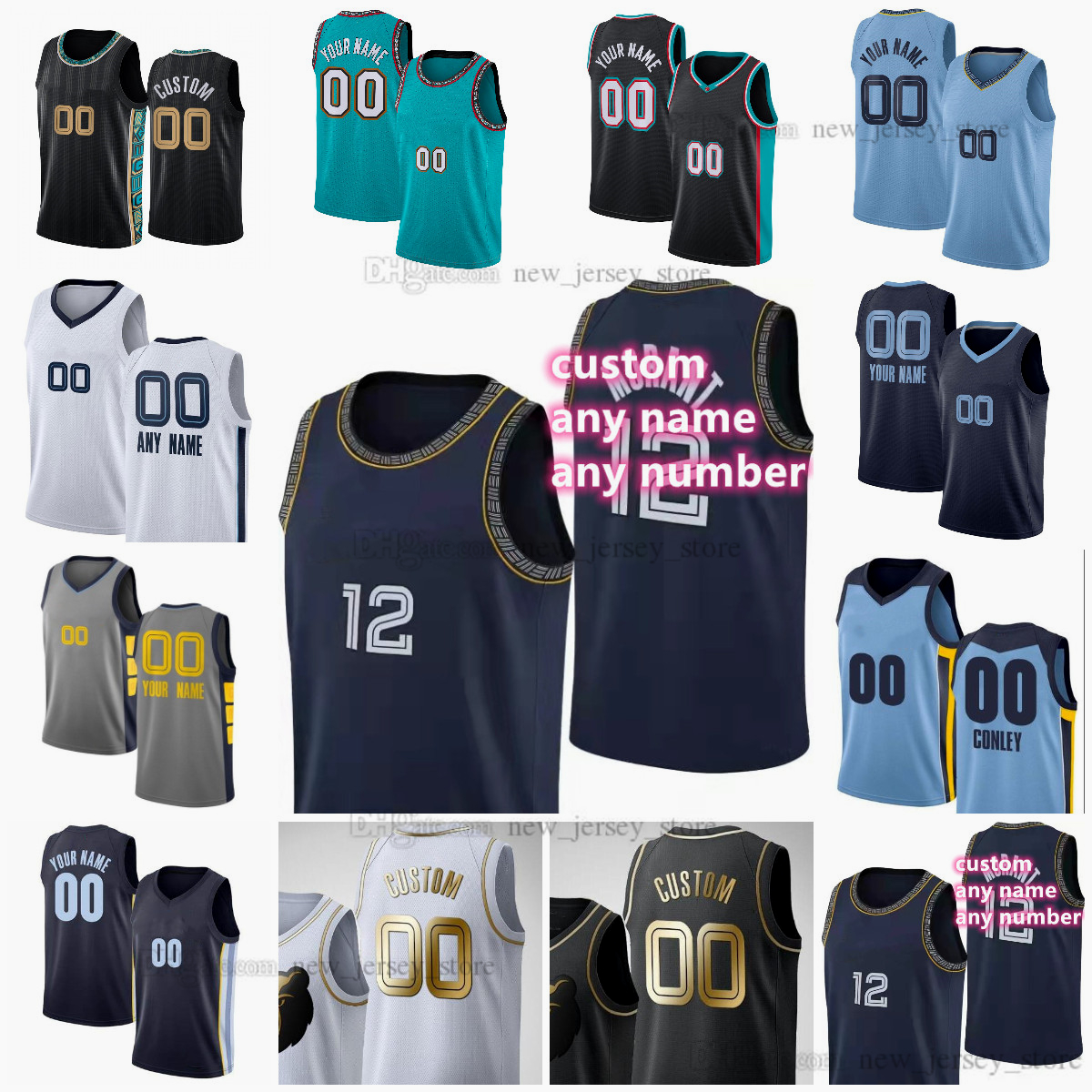 

Custom Printed Screen Basketball 12 Ja Morant Jerseys 4 Steven Adams 0 De'Anthony Melton 1 Kyle Anderson 21 Tyus Jones 23 Jarrett Culver Ziaire Williams Brandon Clarke