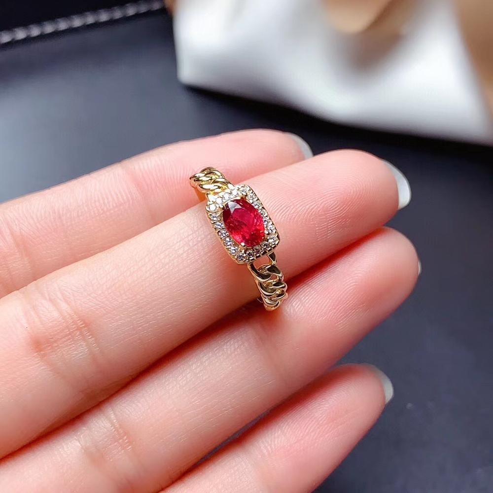 

Ring Weainy Natural Ruby S925 Sterling Silver Gold Fashion Jewelry