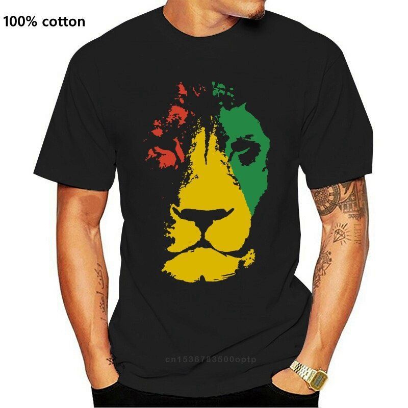 

Jamaica Lion Mens Reggae T-shirt Jamaican Flag Rastafarian Rasta Graphic Tee Tshirt