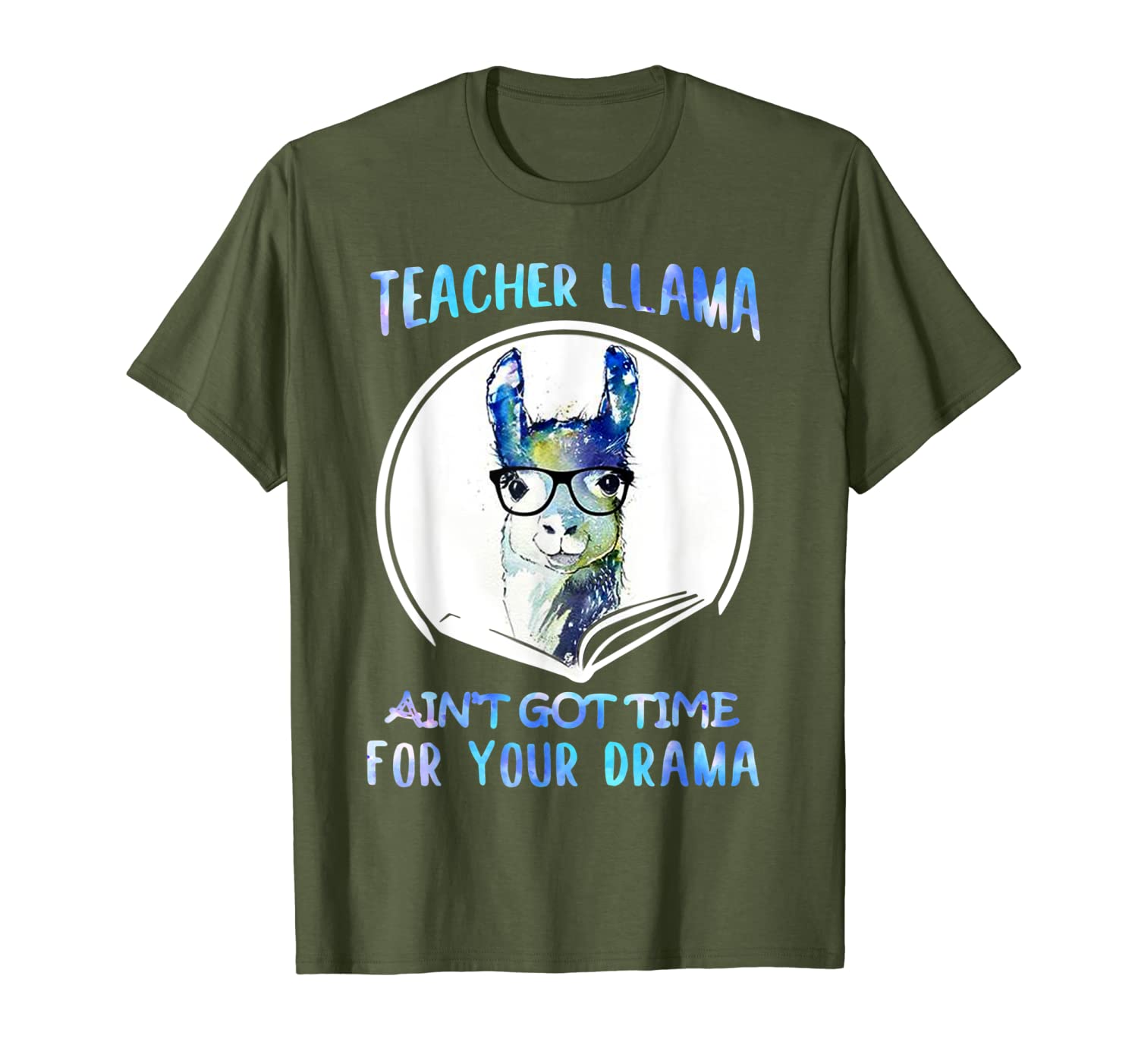 

teacher llama ain't got time for your drama funny t-shirt, White;black
