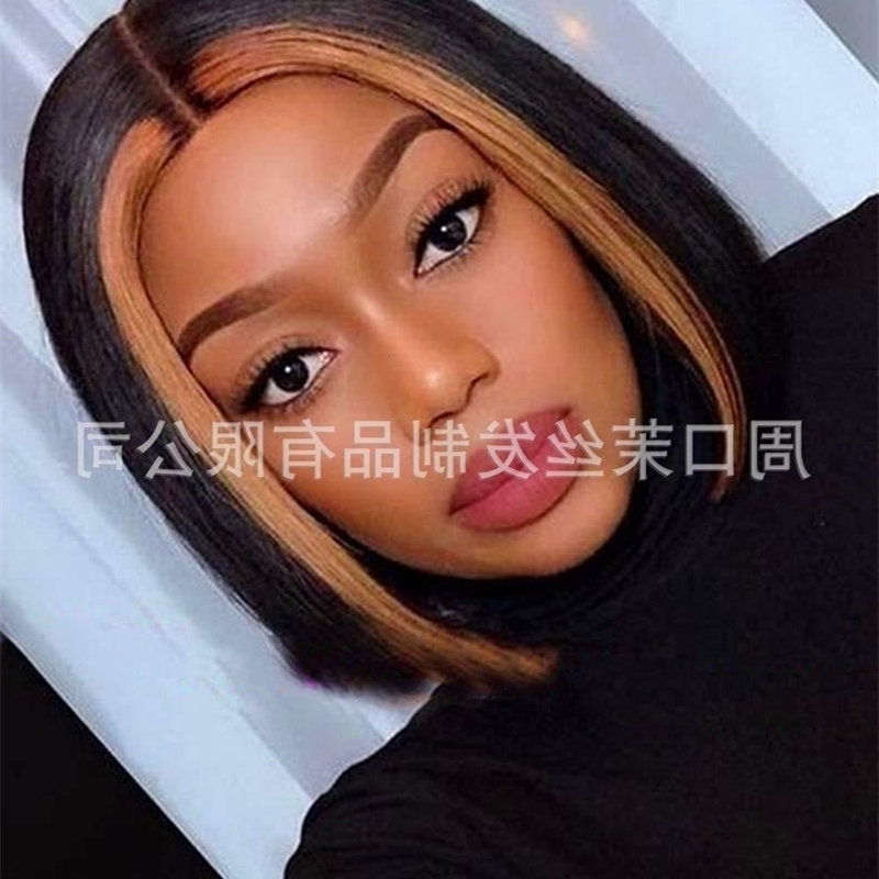 

hand woven front Women's lace wig Short Bob Wig Headcover, Black brown