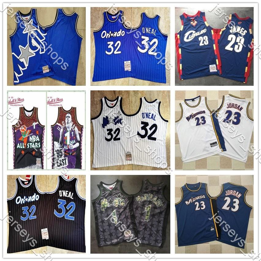 

Retro Mitchell & Ness LeBron Michael 23 Shaquille Hardaway O'Neal James Penny Hardwoods Classics basketball Jerseys, Black;red