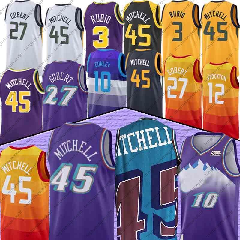 

Mike 10 Conley Rudy 27 Gobert Rubio NCAA Men basketball jerseys Mitchell Conley Gobert 12 Stockton 32 Malone Donovan 45 Mitchell Jersey, Jueshi1