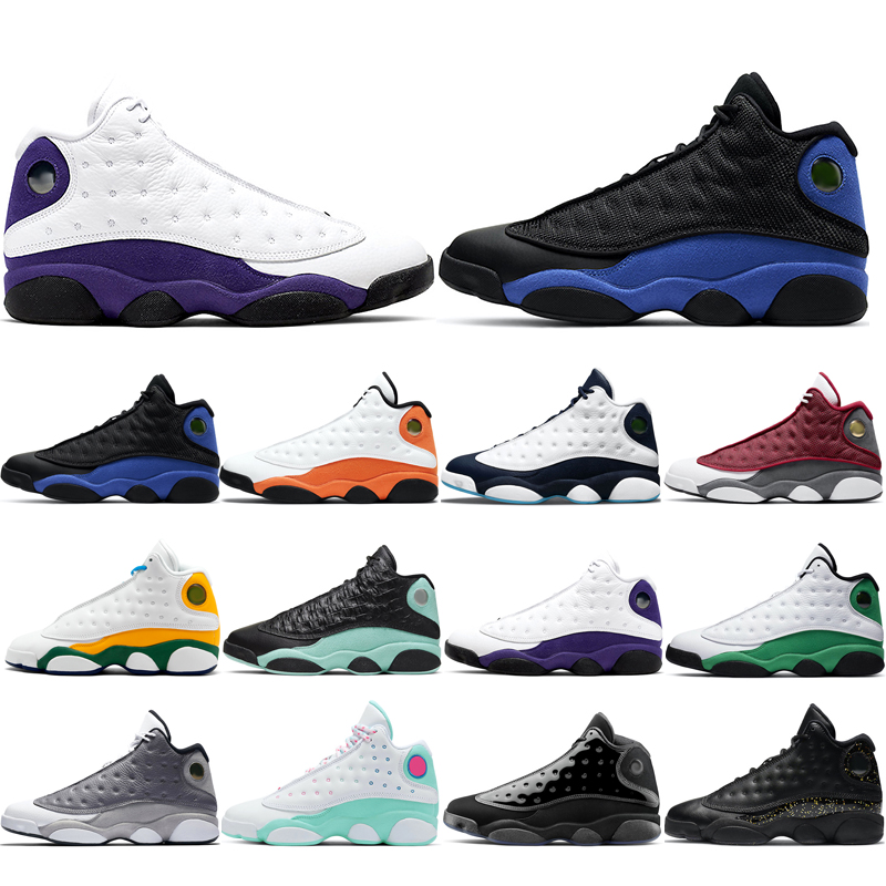 

Hot wholesale 13s man basketball shoes Atmosphere Grey Aurora Green Cap and Gown Gold Glitter Hyper Royal Island Lakers Lucky Obsidian Playground classic mans shoe