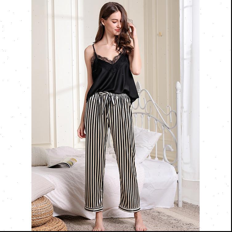

summer deep v lead womens sleepwears lace edge pajamas spaghetti strap long pant pajama set, Black;red