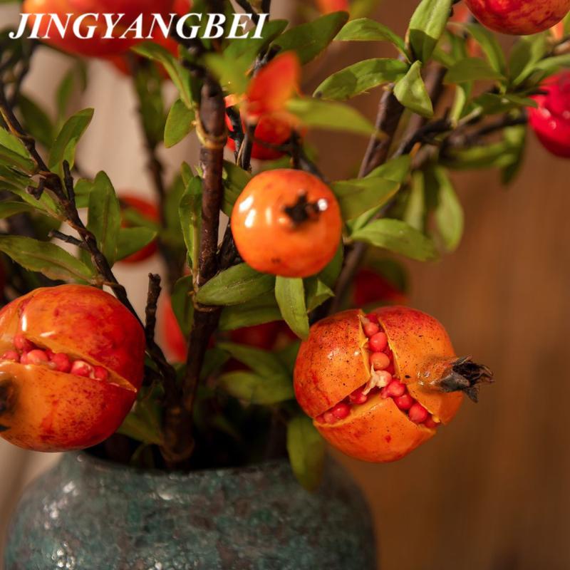 

Party Decoration Artificial Fruit Cleft Pomegranate Branch On The Berry Home Accessories Fake Fruits