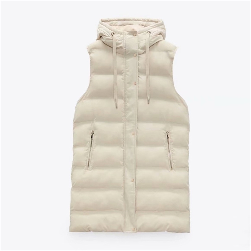 

Women Vest Jacket Spring Autumn fashion hooded chic warm jacket vest youth elegant street jackets 211109, Ivory white