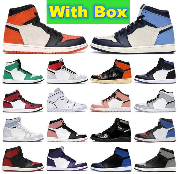 

Mens 1 1s High Dark Mocha Midnight Navy basketball shoes Mid light smoke grey Twist Chicago bred Toe Sneakers women sports trainers