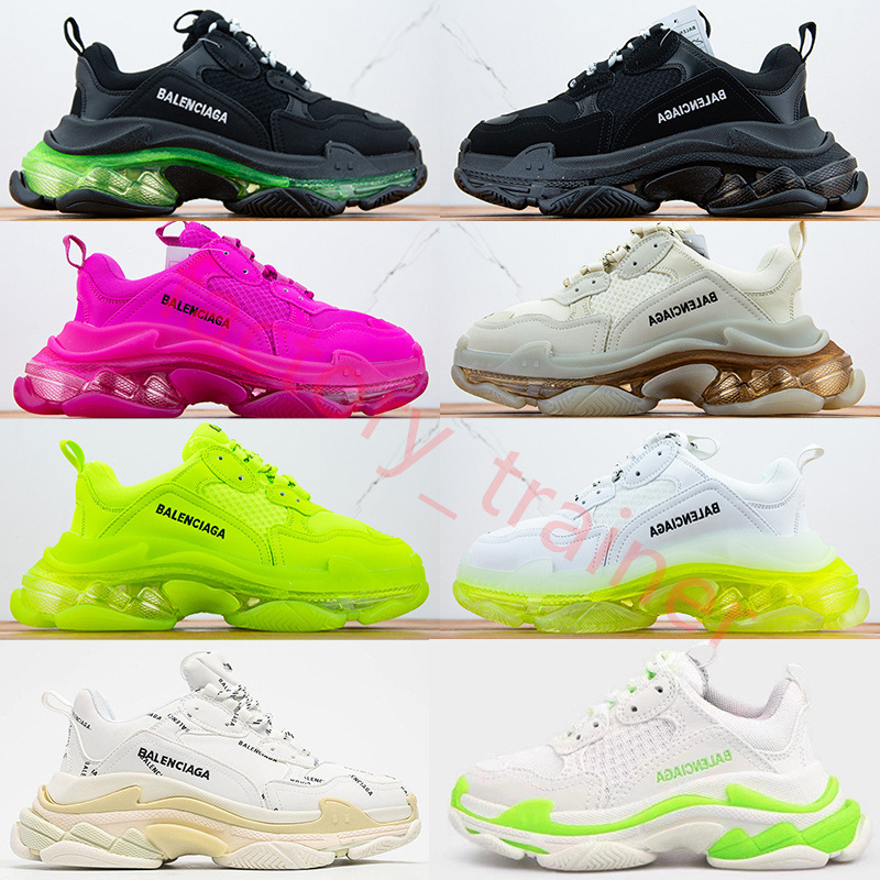

2021 Balenciaga Casual Shoes Crystal Bottom Paris 17FW Triple S Designer Sneakers Men Women Vintage Platform Tripler Mens Sports Trainers Clear sole Dad Shoe, 13