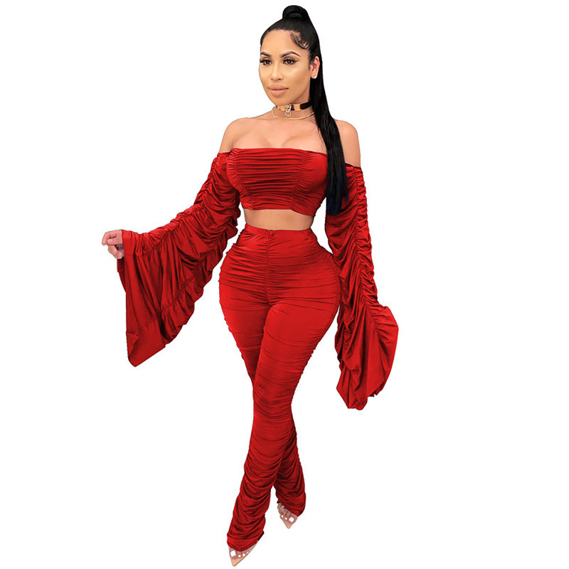

Women Designer Stacked Tracksuits Casual 2 Piece Patchwork High Waist Trousers Fashion Spring Autumn Slash Neck Two Pieces Outfit, White
