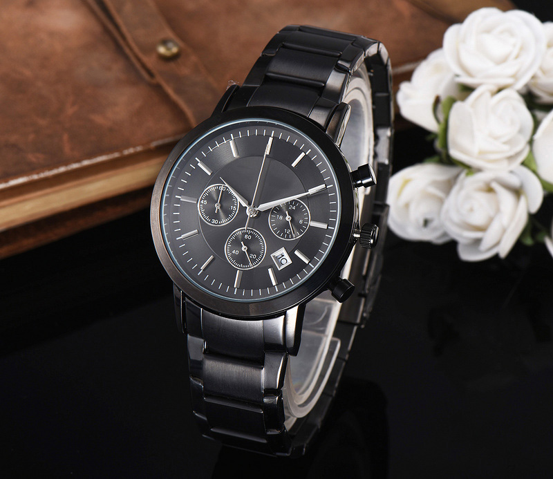 

Brand Watches Men Male Multifunction Style Metal Steel Quartz Wrist Watch Small Dials Can Work A20, All black