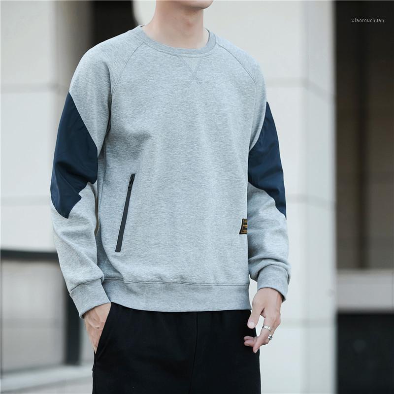 

Men's Hoodies & Sweatshirts 2021 Spring And Autumn Cotton Long Sleeve Round Neck Sportswear Korean Loose Casual T-shirt, Black