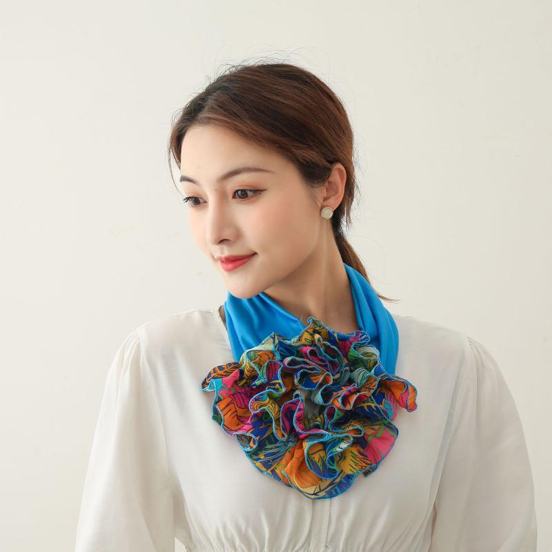 

Scarves Bandana Women's Floral Neck Ring Scarf Chiffon Collar Variety Elegant Kawaii Hair Bands Ties 30#