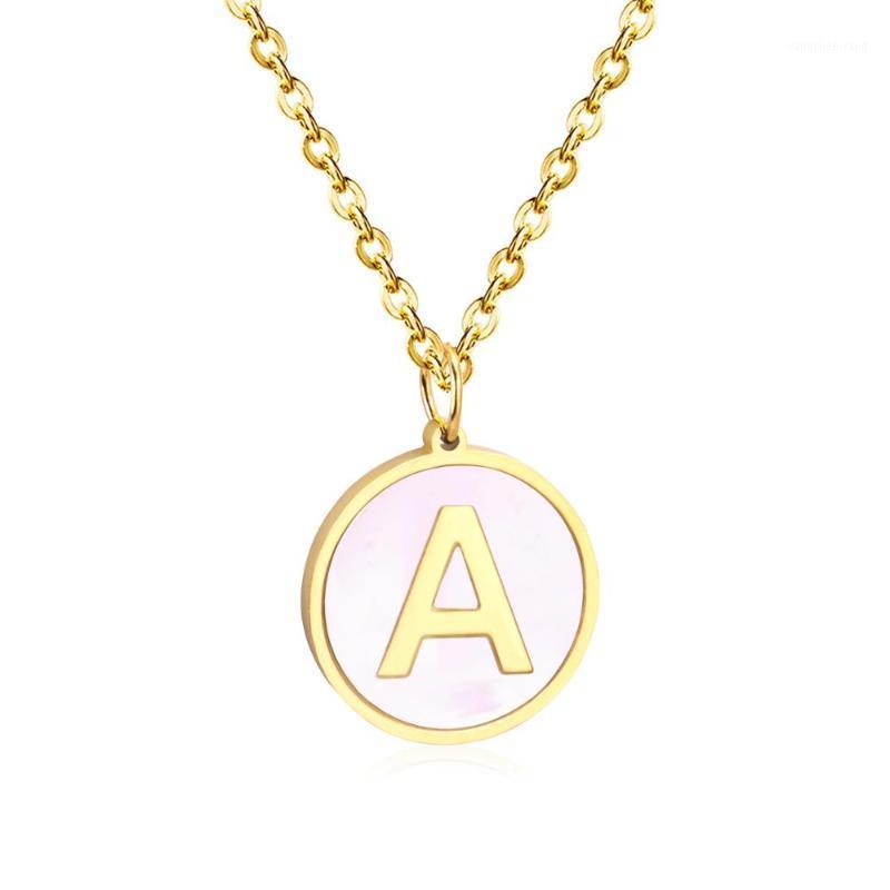 

Gold/Silver White Shell Stainless Steel 26 Capital Letter Necklaces Alphabet Initial Pendants Necklace Party Jewelry Gift Chains
