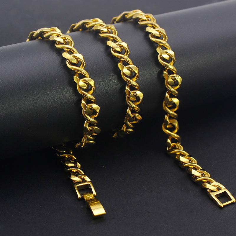 

Chains Anietna 7.5mm Wide 8 Type Chain 60cm Hip Hop Necklace For Men 18k Gold Color Choker Link Luxury Jewelry Gollar Hombre, Silver