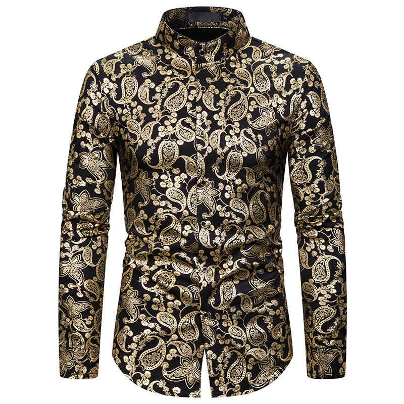 

Men' Casual Shirts with long sleeves fitting fashion patterns paisley standard singer stage night party ball sier shirt, Silver.