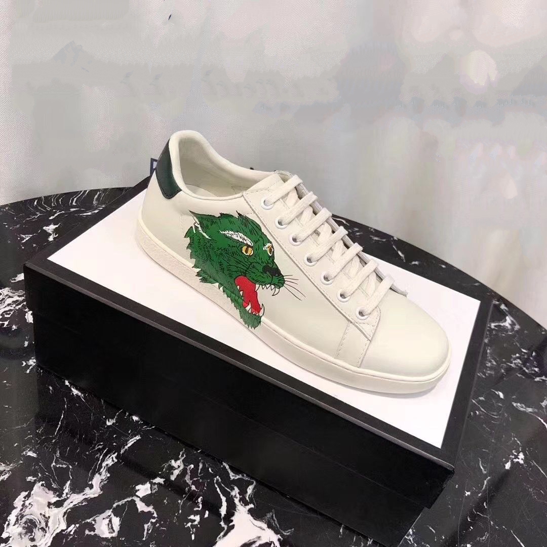 

Valentin 2021 high quality silk men's and women's casual shoes fashion green red stripes black leather bee embroidery small accessories mjk0002