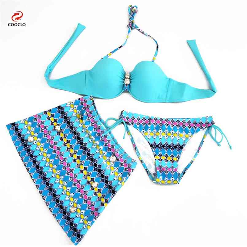 

Cooclo Bikini Push Up 3 Pieces Set Sexy Brazilian Bikini Swimwear High Waist Swimsuit Padded Biquini Beach Wear 210722, Green