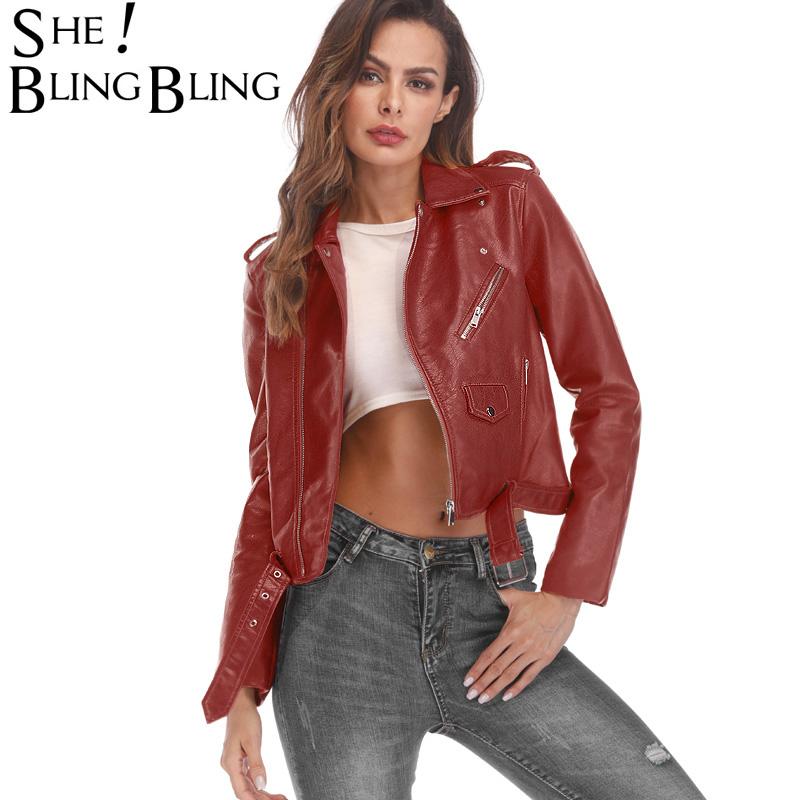

Women's Leather & Faux SheBlingBling Size S- Spring Autumn Fashion Motorcycle Jackets Long Sleeve Short Locomotive Jacket Zipper Womens PU, Black