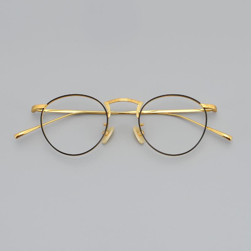 

Fashion Sunglasses Frames 6g Titanium Eyeglasses Frame Men Women Gold Glasses Man Optic Prescription Spectacles Vintage Nerd Eyewear
